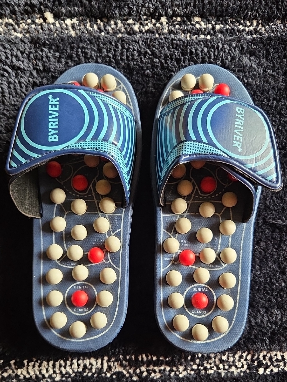 Blue Massaging Slide Sandals for Women